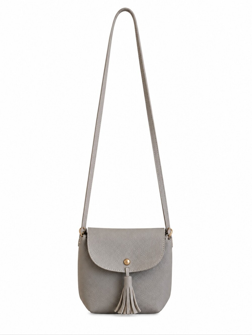 Gray Faux Leather Crossbody Bag with Tassel NEVER WORN!